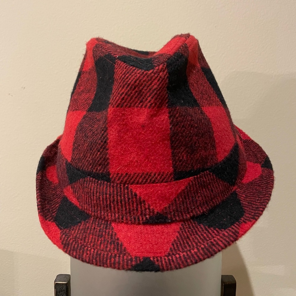 Free Authority Red and Black Plaid Fedora Hat